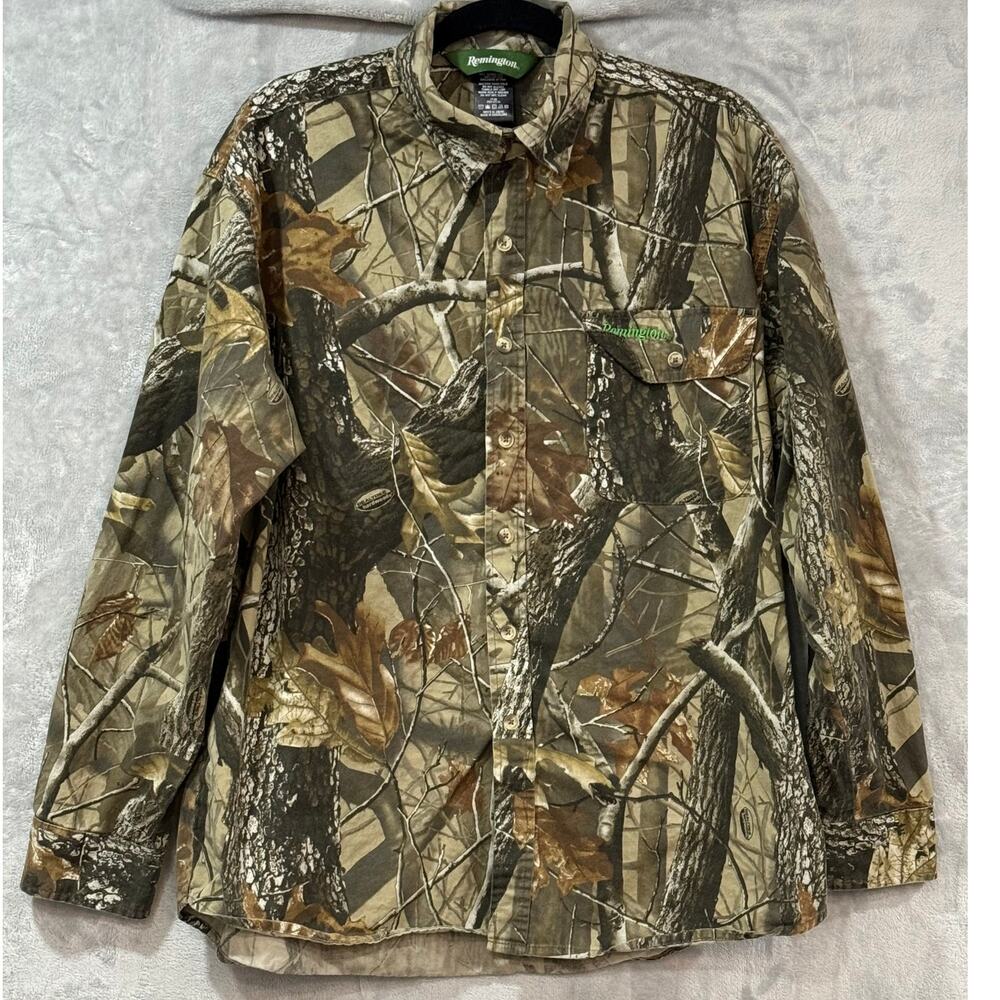 Remington Realtree Camo Hunting Shirt Men's XL Long Sleeve Button Up 100% Cotton
